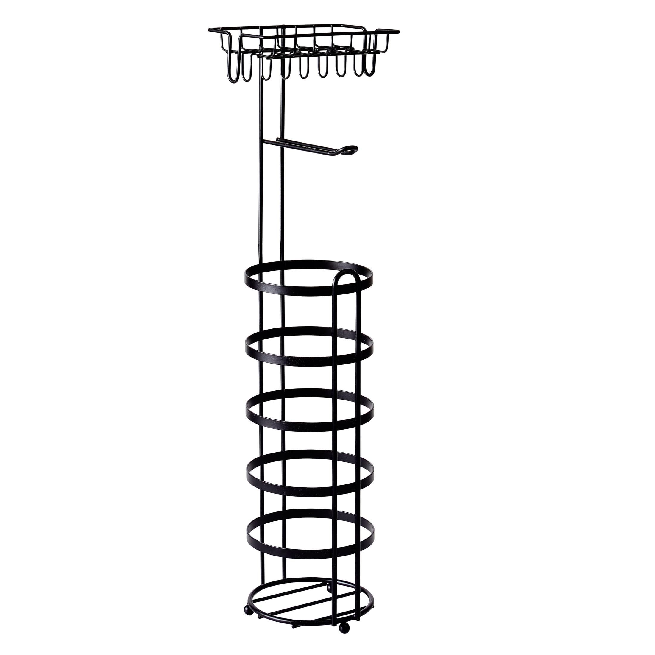 Better Homes & Gardens Free Standing Toilet Paper Holder with Reserve, Matte Black, Fully Assembled