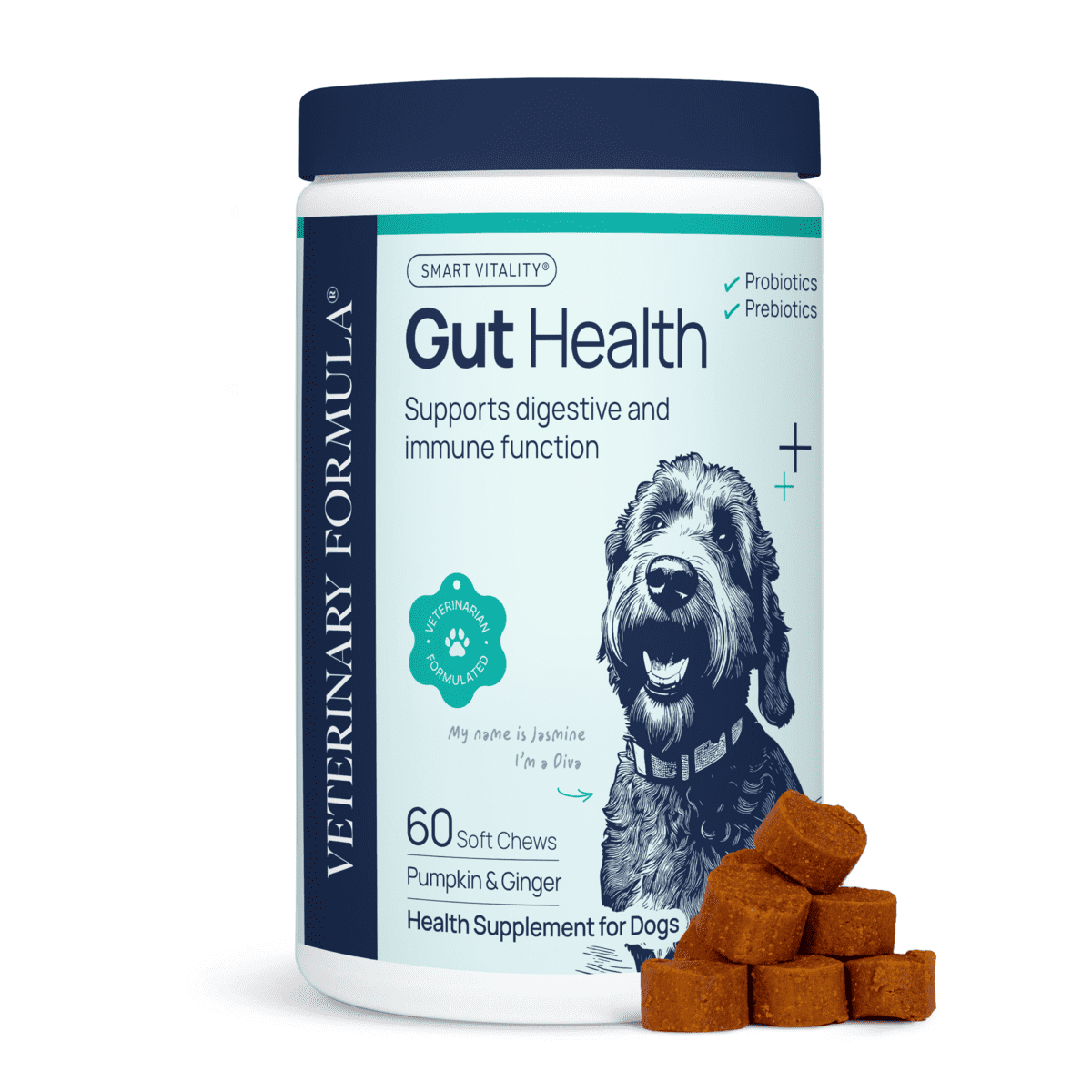 Veterinary Formula Gut Health Supplement for Digestion Support, Smart Vitality for Dogs, 60 chews