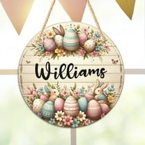Happy Easter Wooden Hanging Sign, Welcome Wreaths for Front Door Rustic Easter Door Decoration, Vintage Bunny Door Hangers Wreath for Easter Spring Porch Window Wall Farmhouse