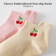 thumbnail image 3 of Yawlsow 4 Pairs Pilates Socks with Grips for Women, Grippy Socks with Cherry Embroidery for Yoga Barre Workout, Hospital, US Size 5-9, 3 of 6