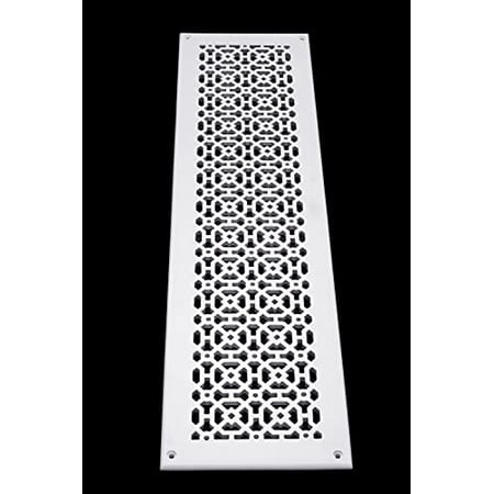 

Achtek 6 x 30 Duct Opening Solid Cast Aluminum Air Return Grill Vent Cover | Powder Coated| (Overall 8 x 32 ) for Floor-White no Screw Holes