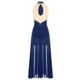 thumbnail image 4 of iefiel Robe de Danse Lyrique Sans Manches avec Strass Scintillants, Robe Maxi Fendue, Vêtements de Danse de Salon, Bleu Marine m, 4 of 5
