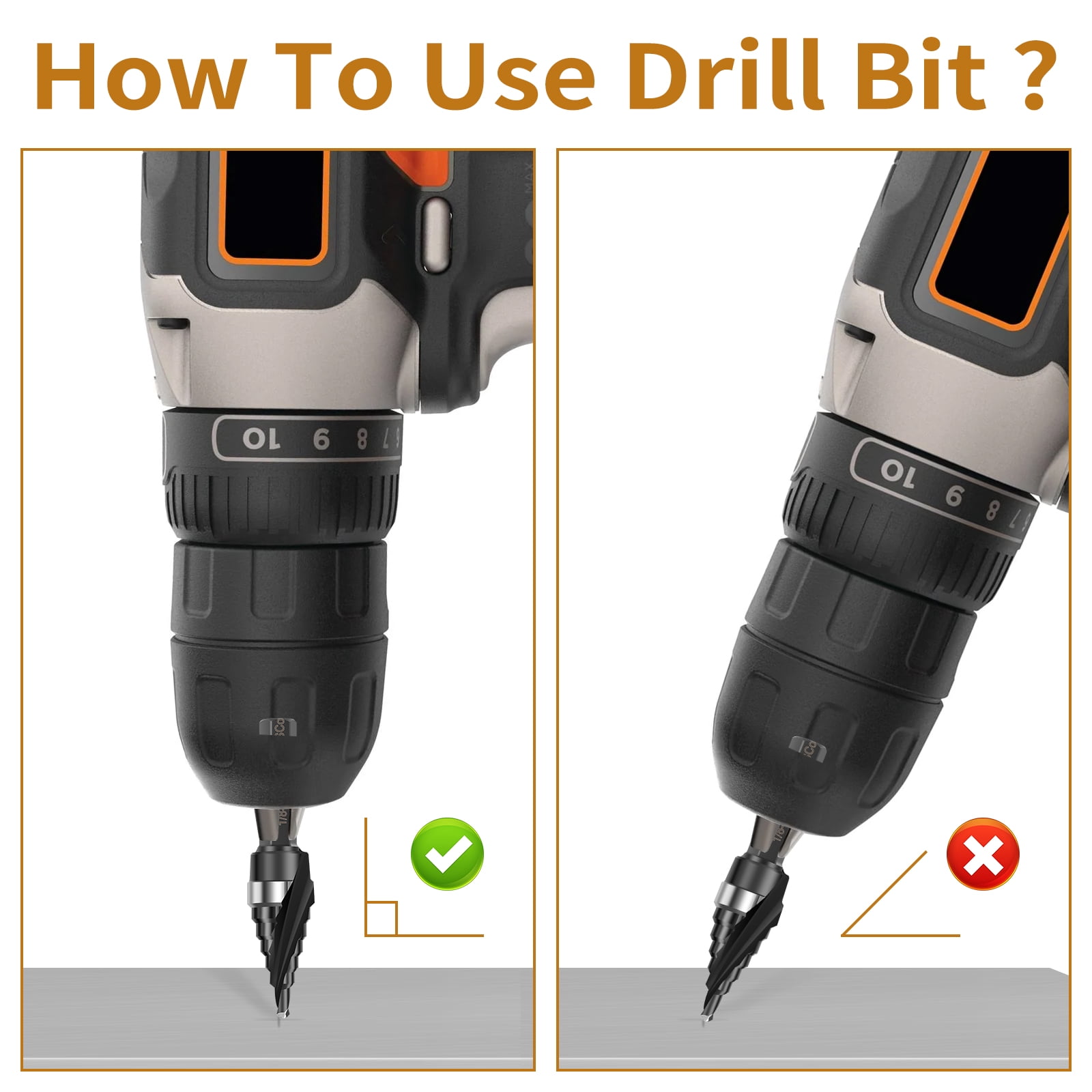 5Pcs Step Drill Bit Set for Metal, M35 Cobalt Unibit for Impact Driver Spiral Flute High Speed Steel Drill Bits for Stainless Steel and Hard Metals