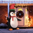 thumbnail image 2 of HOMCOM 8ft Lighted Inflatable Penguin Holding Candy Cane Outdoor Yard Decor, 2 of 10