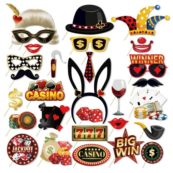 CC HOME 30pcs Las Vegas Casino Patterns Photo Booth Props Casino Patterns Party Decorations Party Favor for Las Vegas Casino Poker Party Essentials