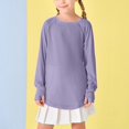 thumbnail image 3 of Little Kid Children Kids Girls Long Sleeve Crew Neck T Shirt Top Casual Loose Solid Color Shirt Blouse Cute off The Shoulder Tops for Teen Girls Tops for Women Long Sleeve Dance 5-6 Years Purple, 3 of 8