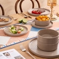 thumbnail image 2 of Famiware Galaxy Stoneware Dinnerware Sets, 12-Piece Dish Set, Cinnamon Brown, 2 of 4