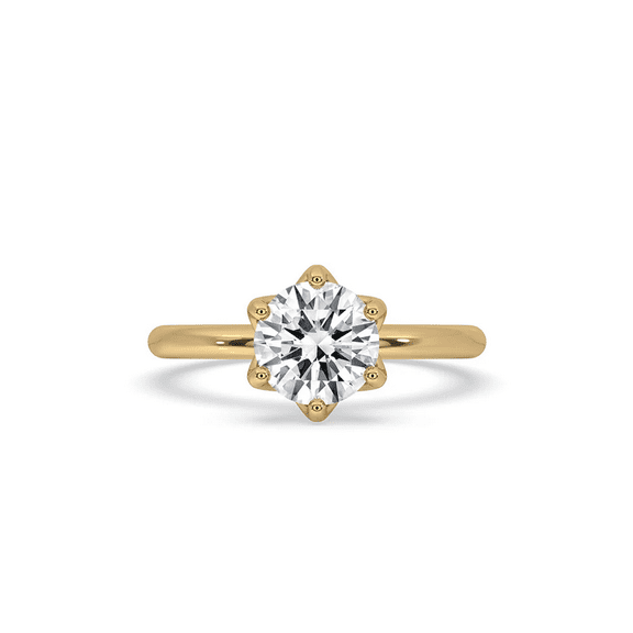 1.5 CT Round Cut Lab Grown Engagement Ring Solitaire Ring in Solid Yellow Gold, Bridal Proposal Ring for Women CERTIFIED Lab Diamond Ring.