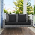 thumbnail image 2 of Patiojoy Outdoor Porch Swing Bench, Patio Wicker Hanging Swing with Rustproof Chains & Comfortable Cushions Black, 2 of 10