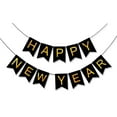 thumbnail image 1 of Banner negro de Feliz Año Nuevo Letra 2025 Banner Decoración de fiesta de Feliz Año Nuevo Suministros de celebración (14*20cm), 1 of 5