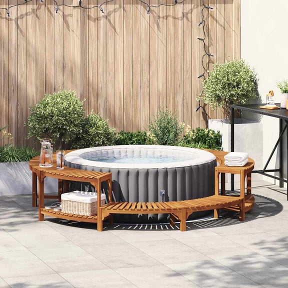 vidaXL Hot Tub Surround Brown Ø100.39 x 21.85 in Solid Acacia Wood