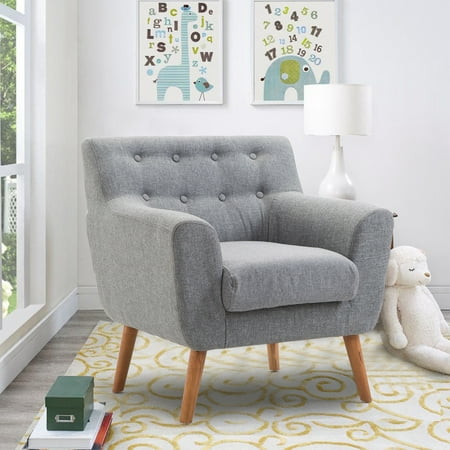 Modular Overstuffed Upholstered Chair - Gymax Arm Chair Tufted Back Fabric Upholstered Accent Chair Single Sofa Wood Legs Gray
