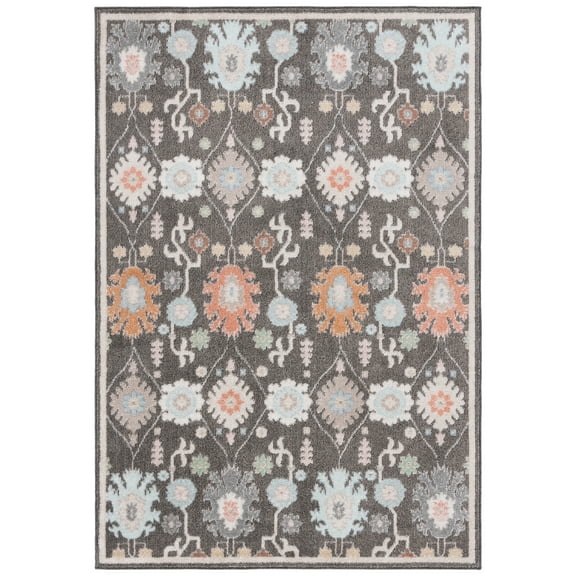 SAFAVIEH Phoenix Joseph Floral Area Rug, Dark Gray/Ivory Blue, 5'5" x 7'7"