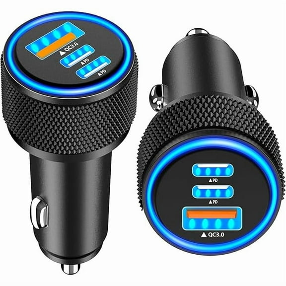 Quyaojz USB C Car Charger for iPhone 17, 2Pack 67W 3-Port USB-C & USB-A Fast Car Charger Cigarette Lighter Fast Charging for iPhone 17/16/15/14/13/12/, iPad Pro, Galaxy, Google Pixel, Android