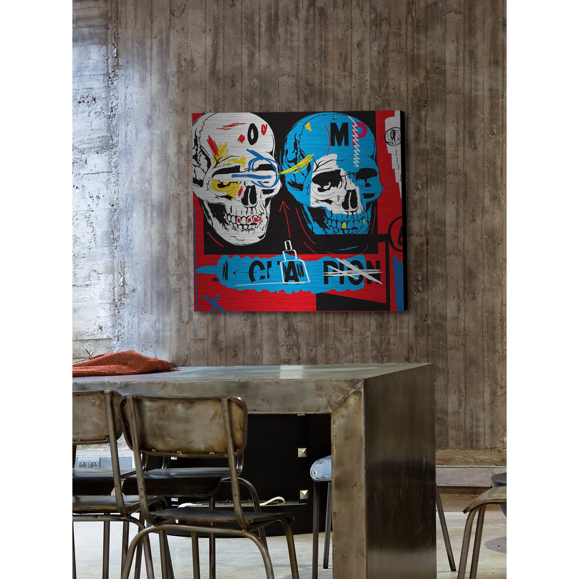 Marmont Hill "Two Skulls I" by Josh Ruggs Painting Print on Brushed Aluminum