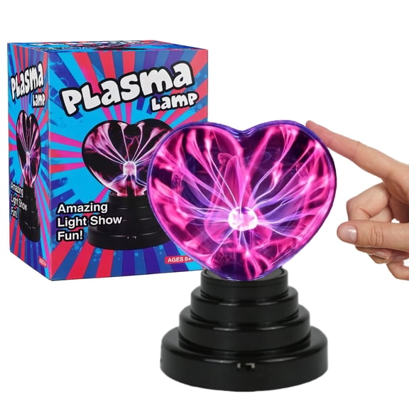 4" Plasma Light – Touch Activated Lightning Lamp – USB & Battery Powered Plasma Globe Lamp – Science Educational Gift for Decorations/Parties/Bedroom( Heart Shaped )