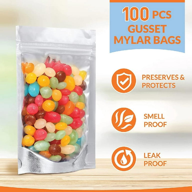 Mylar Bags with Ziplock 4 x 6 | 100 Bags | Rainbow Holographic | Sealable  Heat Seal Bags for Candy and Food Packaging, Medications and Vitamins | For