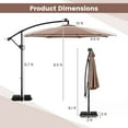 thumbnail image 3 of Costway 10 FT Solar Offset Hanging Umbrella with 96 Solar Multi-colored Flowing LED Lights Coffee, 3 of 10