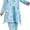 Blue, variant on ZANKLEY Womens Pajamas Set 3 Piece Floral Butterfly Print Cami Top Long Pants Robe Sleepwear Loungewear Comfort
