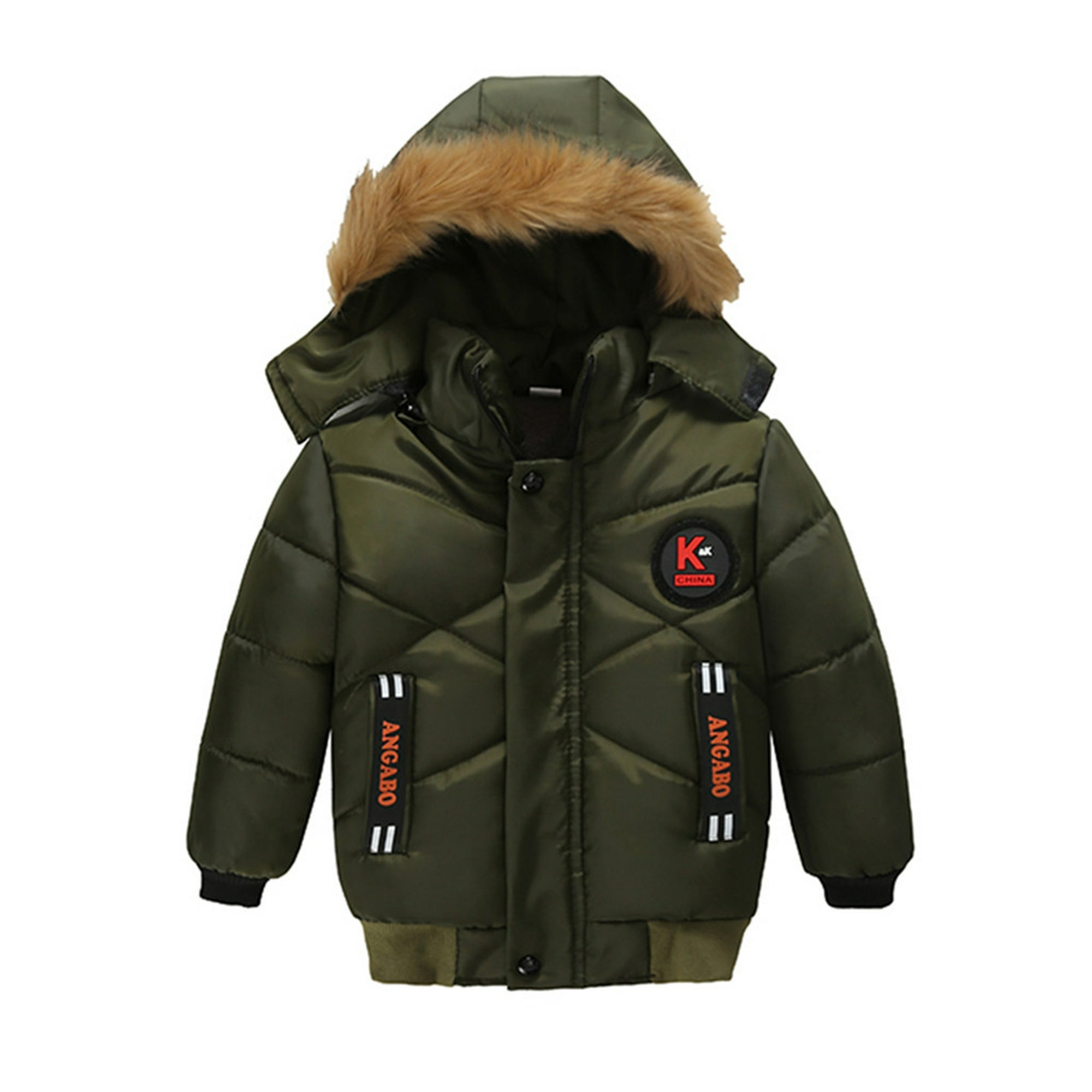 Jovati Toddler Winter Jacket Girls Toddler Kids Baby Boys Girls Winter Jacket Zipper Button Hooded Windproof Coat Green