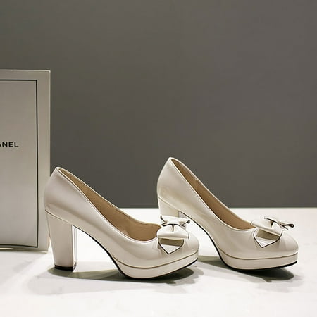 

IELGY Women s sandals large size solid color round toe patent leather high