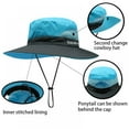 thumbnail image 4 of LAST CLANCE SALE! Outdoor Sunscreen Travel Sun Hat Horsetail Hat Women's Anti Ultraviolet Wide Brim Fishing Hat, Blue, 4 of 6