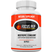 Focus-Pep- Nootropic Brain Supplement & Stimulant Energy Booster | Natural Cognitive Enhancer Pills as The Best Alpha Brain Wave Booster Nootropics- 60 Pills