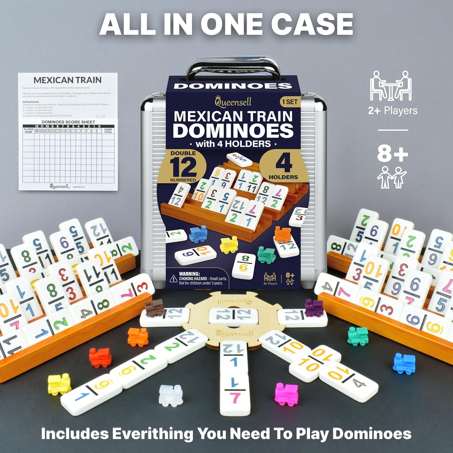 Queensell Mexican Train Dominoes Double 12 Set photo 6