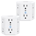 thumbnail image 1 of LENCENT 2X Cargador de Pared 1875W, Extensor de Enchufe con 6 Salidas, Protector de Sobretensi&oacute;n, Adaptador de 3 Lados Ampliamente Espaciado, Multicontacto Enchufe Pared para Hogar, Oficina, 1 of 7