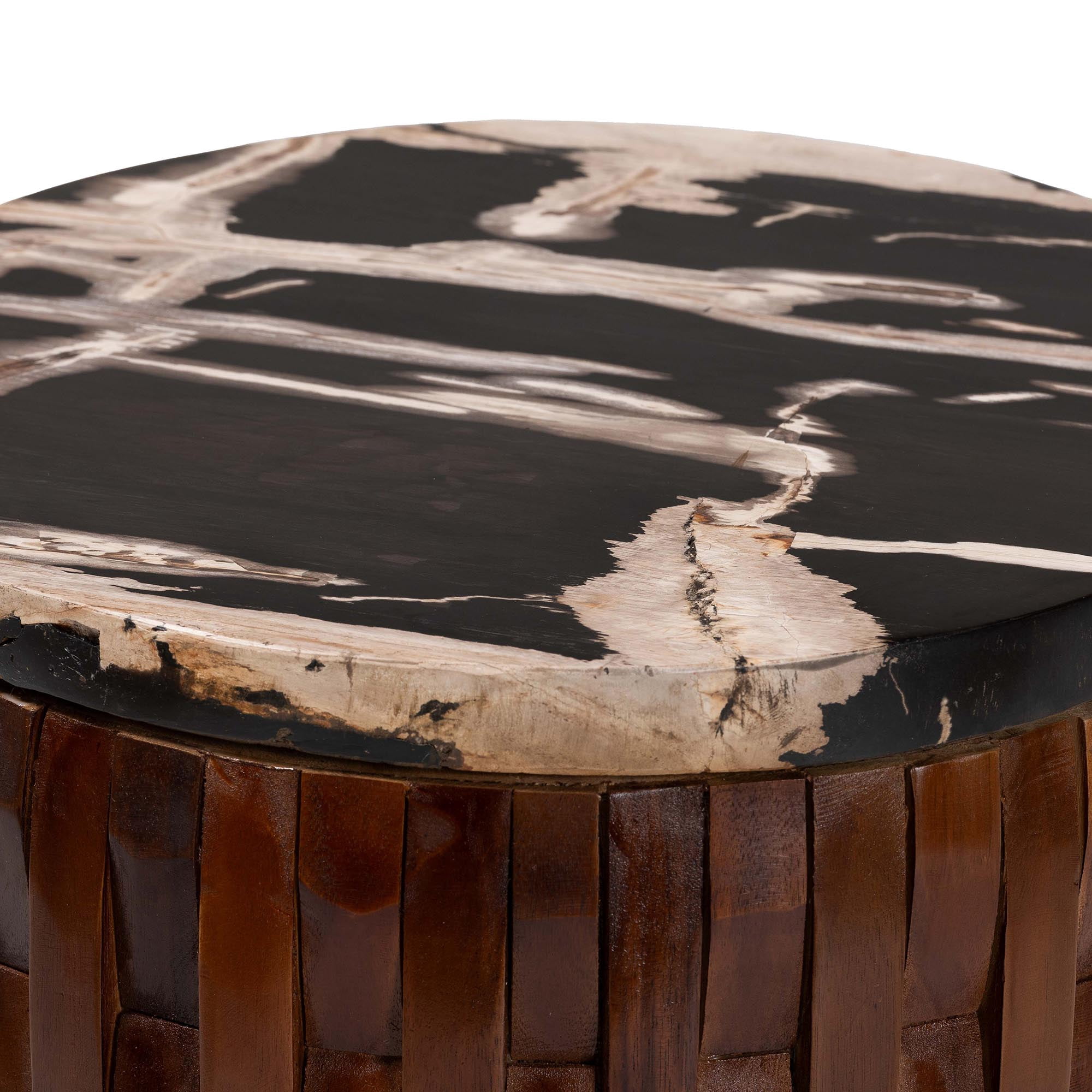 bali & pari Lavanya Boho End Table, Black/Cream