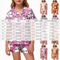 thumbnail image 3 of KPOPLK Halloween Kids Pajama Sets Girls Satin Silk Short Sleeve Tops and Shorts 2-Piece Snug-Fit Holiday Pajamas Soft Sleepwear Outfits,Size 12-13 Years, 3 of 5