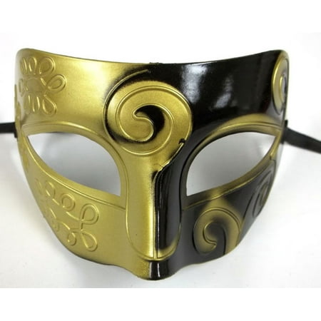 Black Gold Roman Greek Men Venetian Mardi Gras Party Masquerade
