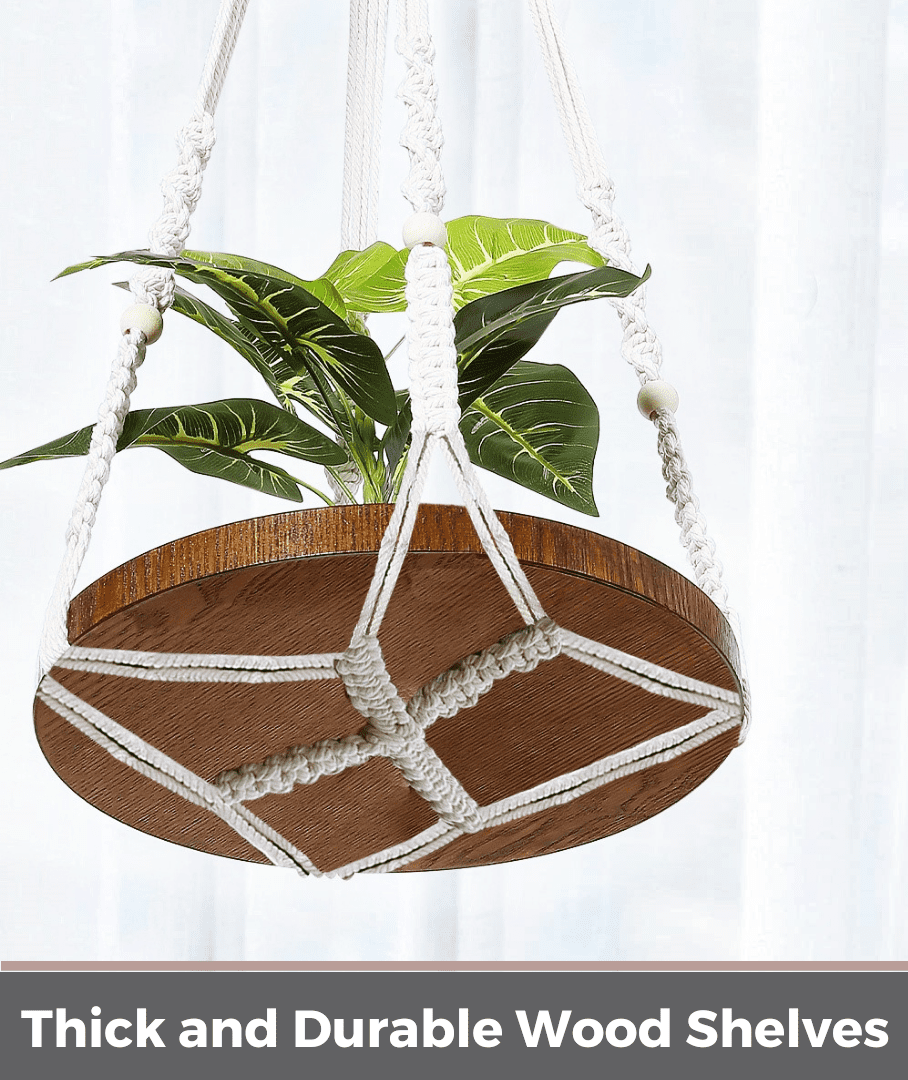 2 Pack Macrame Plant Hanger | Plant Hangers For Inside, Indoor Hanging Shelf For Plants | Plant Hanger, Hanging Planter, No Plant/Pot Included (Beige) (1 Large+ 1 Medium)