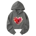 thumbnail image 4 of Mifsaly Women Valentines Day Crop Sweatshirt Drawstring Long Sleeve Heart Print Hoodie Girlfriend Gifts Hooded Cropped Tops Casual Loose Blouse Ladies Spring Fall Loungewear XL, 4 of 6