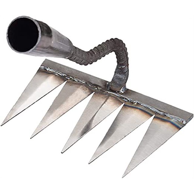 1 cabezal de rastrillo de jardín, rastrillo manual de metal de 5 púas para jardinería, deshierbe y deshierbe. Sincero Electrónica