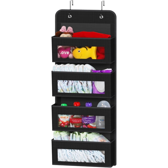 Organizador colgante para artículos de hogar sencillos, 4 bolsillos transparentes para ventanas