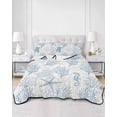 thumbnail image 2 of Quilts Twin-XL Size Bedding Set, Blue Grey Coastal Lightweight Quilted Comforter, Sea Turtle Nautical Coral Summer Beach Reversible Bedspread Coverlet with Pillow Covers for All Season, 68" x 98", 2 of 7