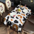 thumbnail image 5 of White and Orange Of Leopard Print Rectangle Tablecloth 60"x120",Waterproof Polyester Rectangle Table Cloth, Wipeable Spillproof Polyester Tablecloth for Dining, Camping, Indoor and Outdoor, 5 of 6