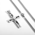 thumbnail image 4 of APSVO Silver Cross Necklaces for Men Boys Stainless Steel Cross Pendant Chain Catholic Religious Christian Birthday Confirmation First Communion Graduation Fathers Day Jewelry Gifts Teen Dad Him Kids, 4 of 5