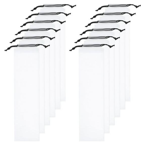 12 pcs Umbrella Bags 18.1"x4.7" Wet Umbrella Sleeve Cover Reusable Folding Umbrella Storage Bag with Drawstring White