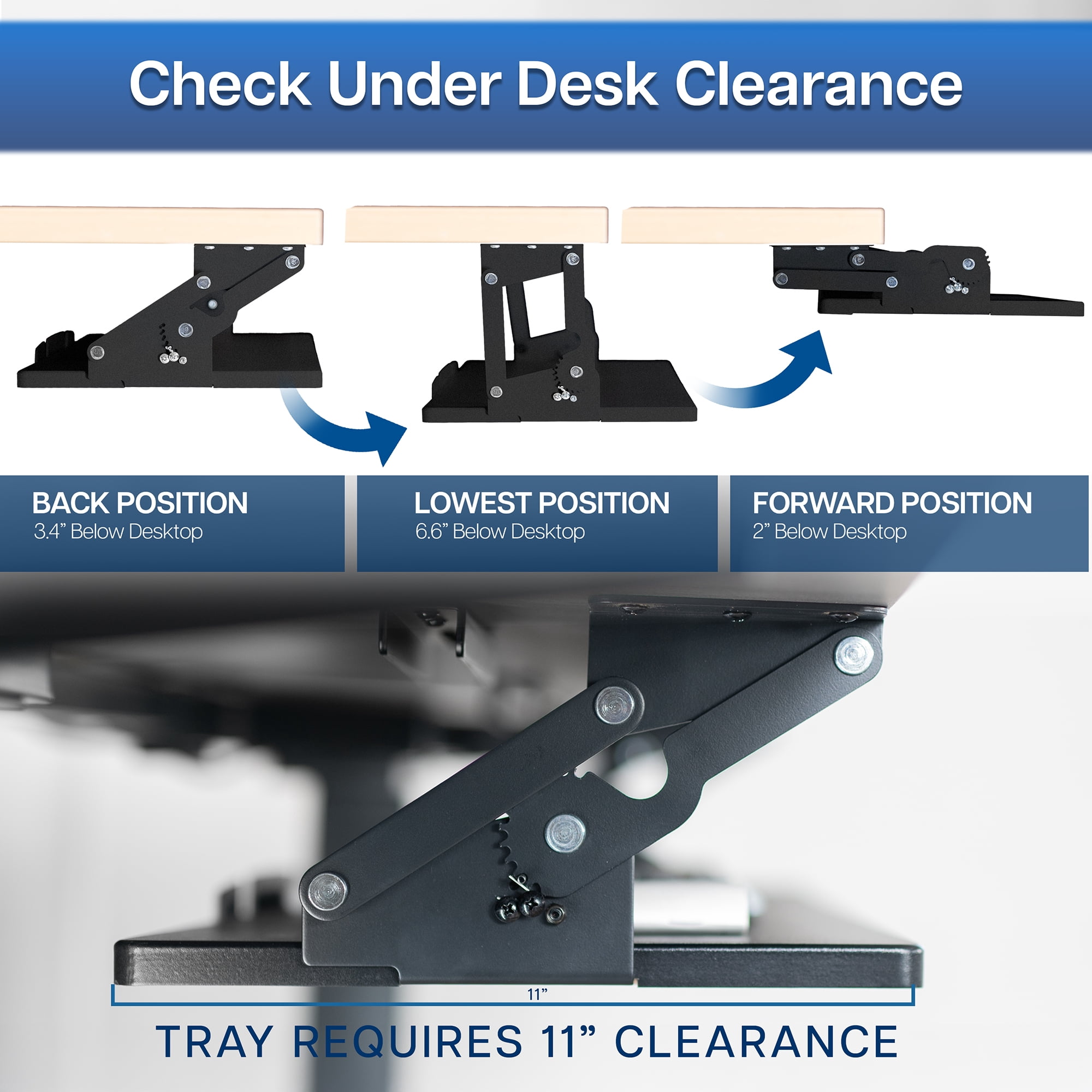 VIVO Extra Sturdy 34" Under Desk Keyboard Tray with Swinging Height Adjustment