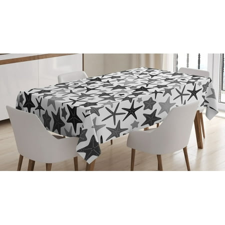 

Dark Grey Tablecloth Monochromatic Starfish Pattern Exotic Aquarium Fauna Underwater Wildlife Rectangular Table Cover for Dining Room Kitchen 60 X 84 Inches Black Grey White by Ambesonne