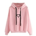 thumbnail image 2 of Ketyyh-chn99 Pullover Hoodies for Women Women's Printed Solid Color Long-sleeved Drawstring Hooded Sweater Women Sweatshirt Casual Tunic Pink,3XL, 2 of 5