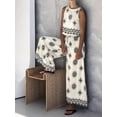 thumbnail image 4 of Womens Boho Floral Y2k Summer 2 Piece Outfits Tank Tops and Wide Leg Pants Set White L, 4 of 7