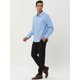 thumbnail image 4 of Camisa de vestir de oficina de manga larga con botones y cuello a cuadros en contraste de colores para hombre Azul claro S Unique Bargains, 4 of 6