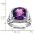 thumbnail image 3 of Sterling Silver Rhodium-Plated Amethyst And Diamond Ring (Size 8) Made In Thailand qr4473am-8, 3 of 5