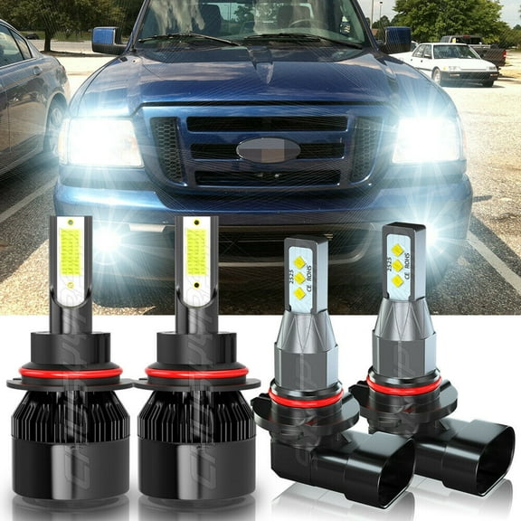 For Ford Ranger 1998-2011 6500K LED Headlight High-Low Fog Light Bulb Combo Kit