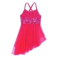 thumbnail image 4 of Aiihoo Kids Girls Sequins Ballet Tutu Dance Dress Gymnastics Camisole Leotard Asymmetrical Skirt Rose 4-5, 4 of 7