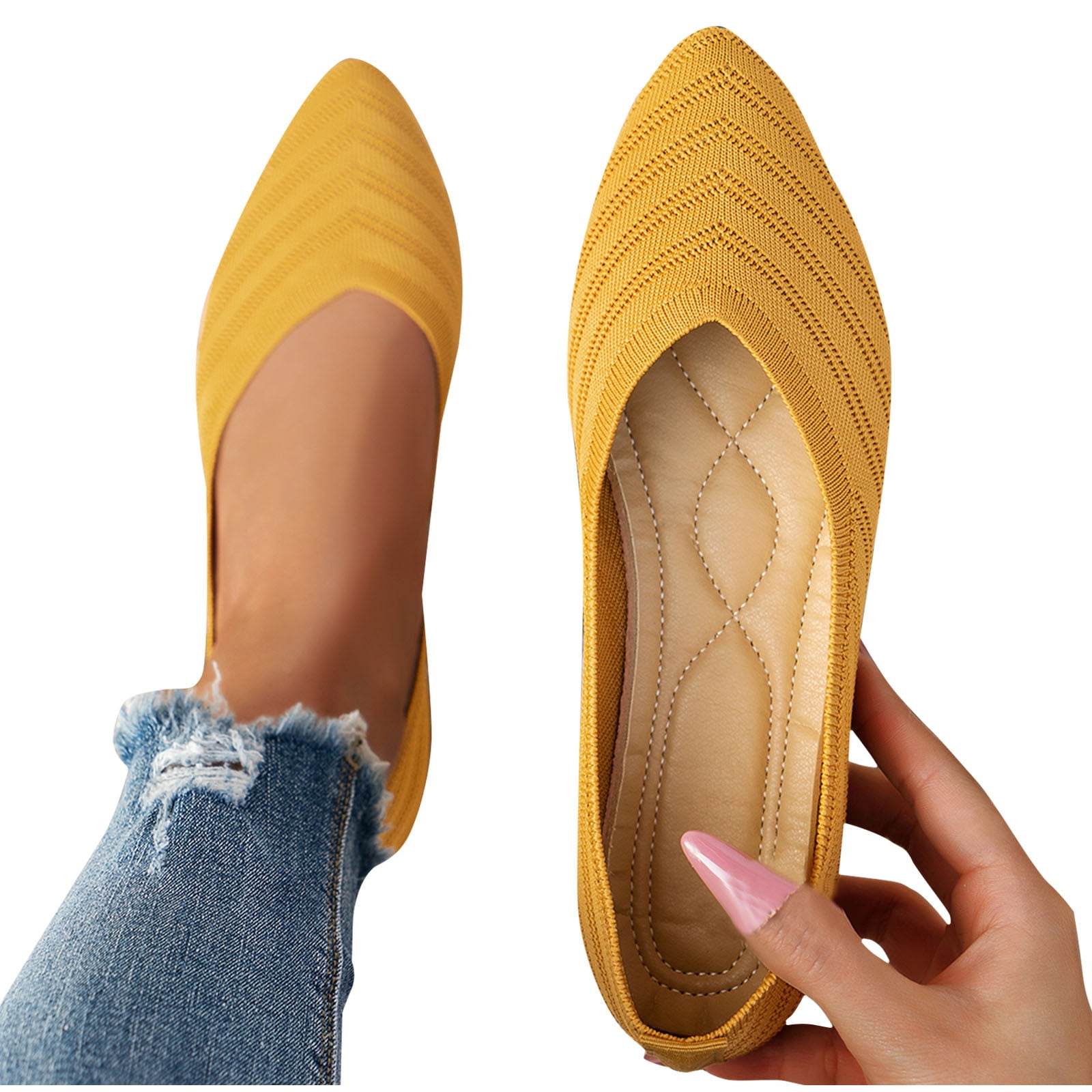 Women’s Ballet Flat Flats Shoes Comfortable Mesh Pointed Toe Slip On Dress Shoes