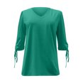 thumbnail image 6 of Otvok Women's Mid Sleeve Tops Summer Solid Color V-Neck Casual Blouses Shirts, 6 of 6